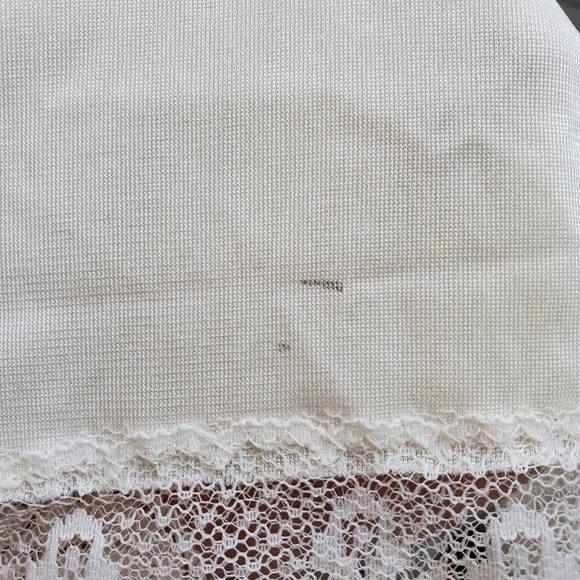 Vintage 70s White Nylon Satin Sexy Lace Trim Mini Slip Dress Chemise Nightie Lg - Picture 4 of 7
